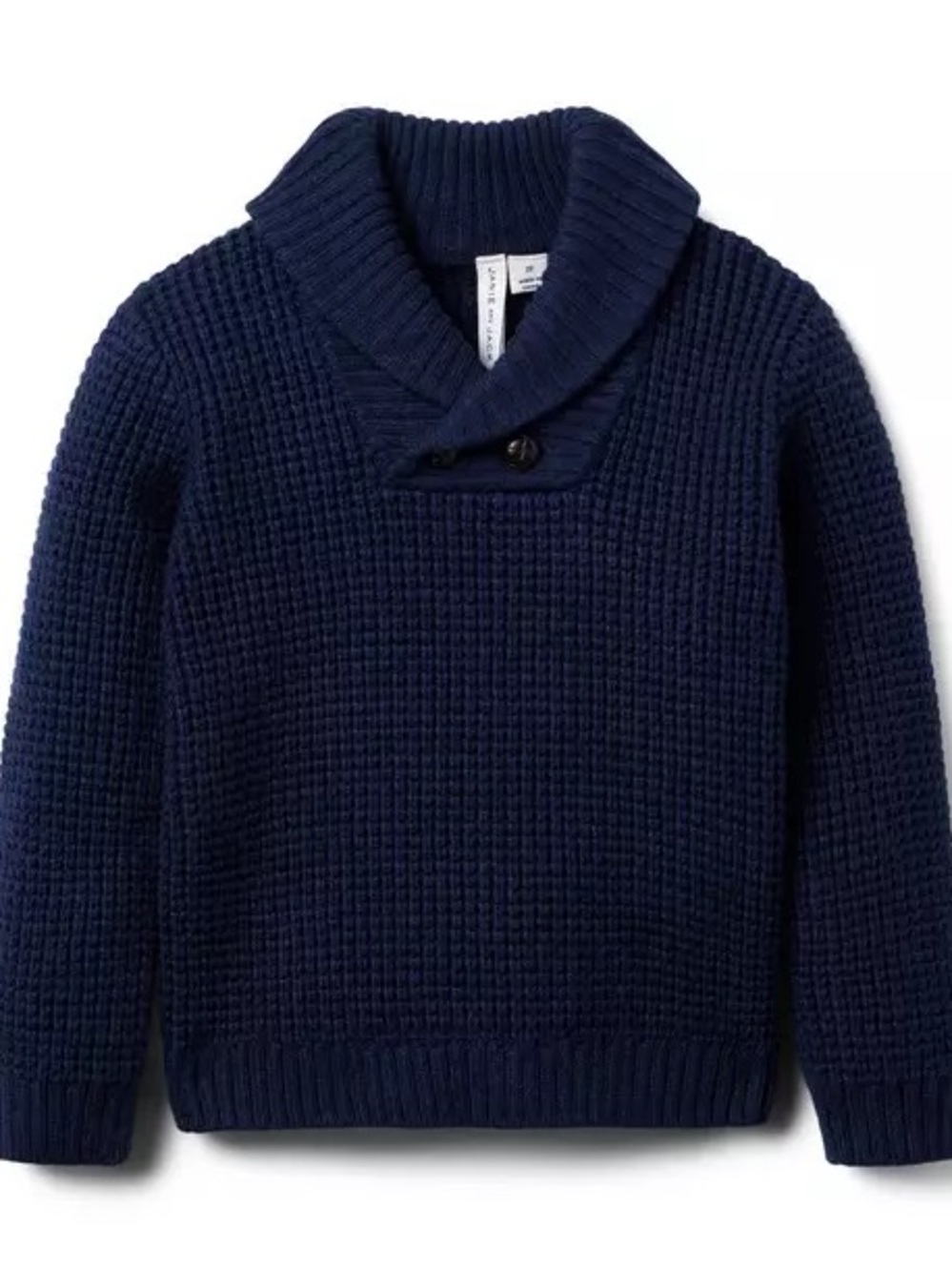 Janie and Jack Navy Shawl-Collar Chunky Knit Sweater